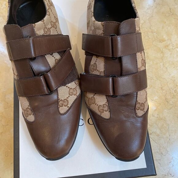 Gucci brown leather logo sneaker - size 10.5 - Picture 4 of 5